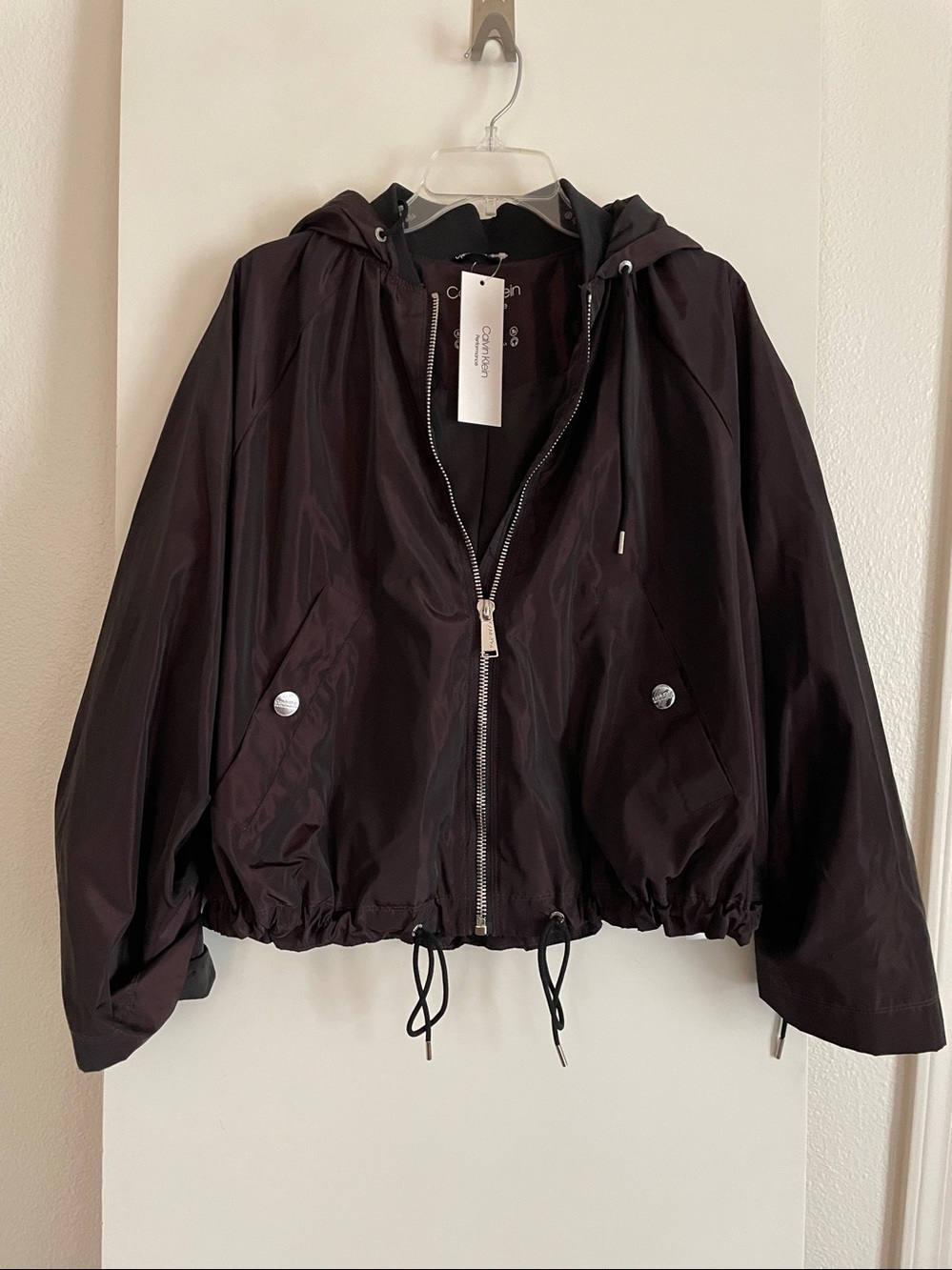 Calvin Klein Performance- Hoodie Windbreaker Jacket Zip Plum NWT!